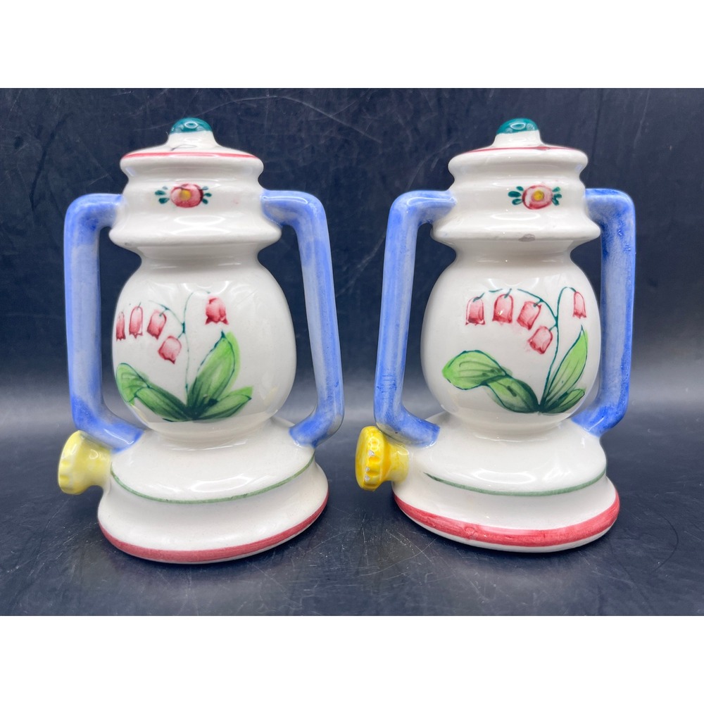Vtg‎ Napco Lantern Salt Pepper Shakers Lily of the Valley Ceramic Japan 1950s